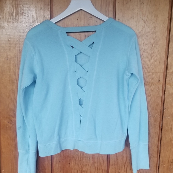 Zella Tops - Zella Aqua Sweatshirt w criss-cross b…